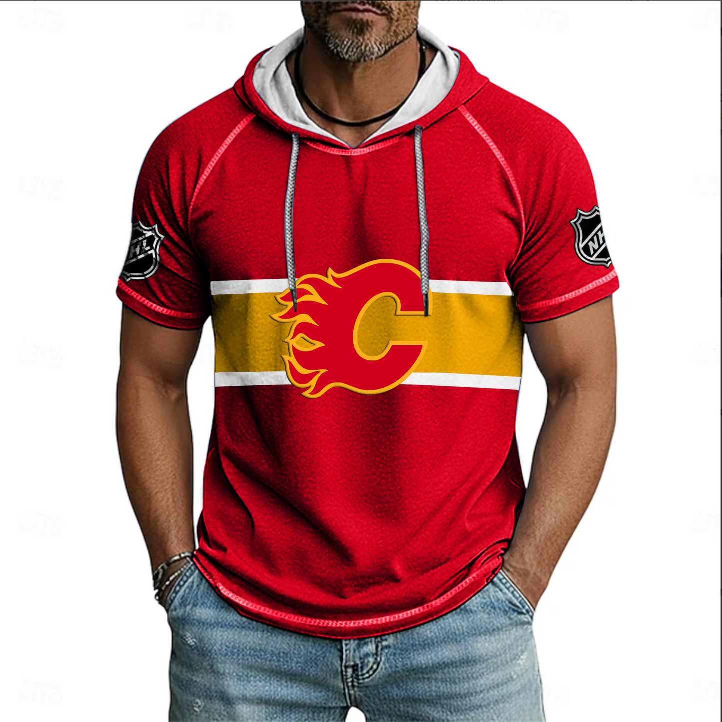 NHL x CAL Hockey Hooded Short Sleeve Shirt HLP 220426 HLPHUONG