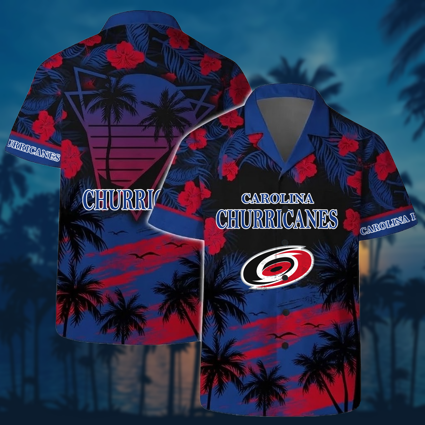 NHL x CAR Sunset Hawaiian Shirt HLP 40426 HLPHUONG