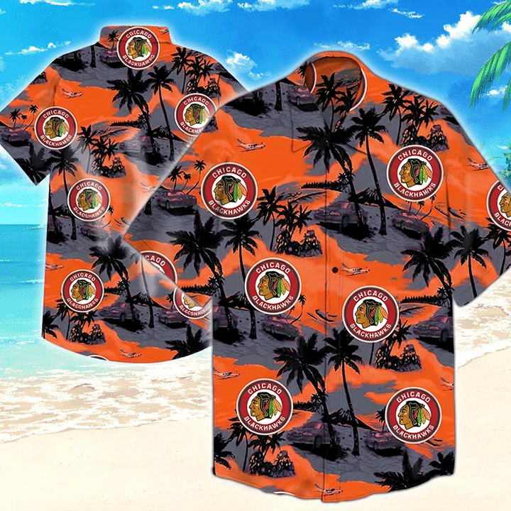 NHL x CHI Team Tropical Pattern Hawaiian Shirt HLP 50426 LBN