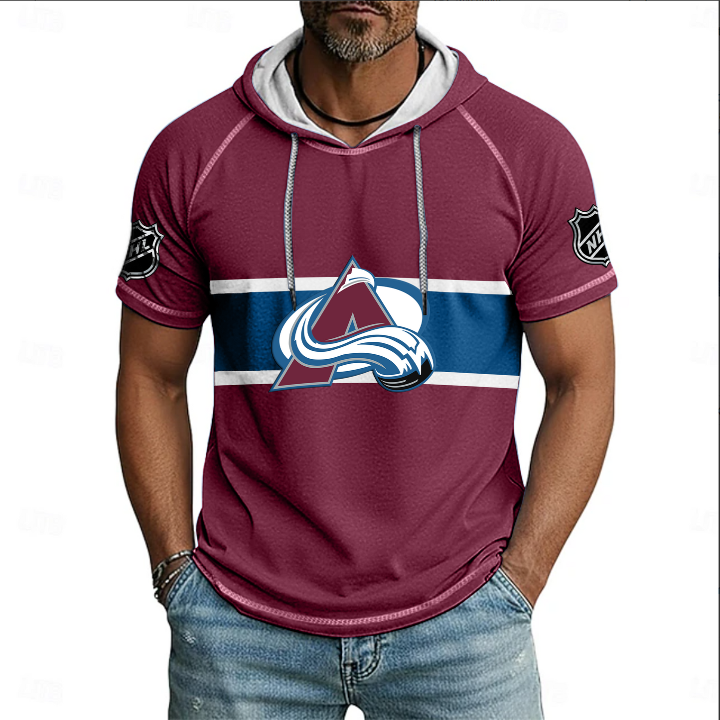NHL x COL Hockey Hooded Short Sleeve Shirt HLP 220426 HLPHUONG