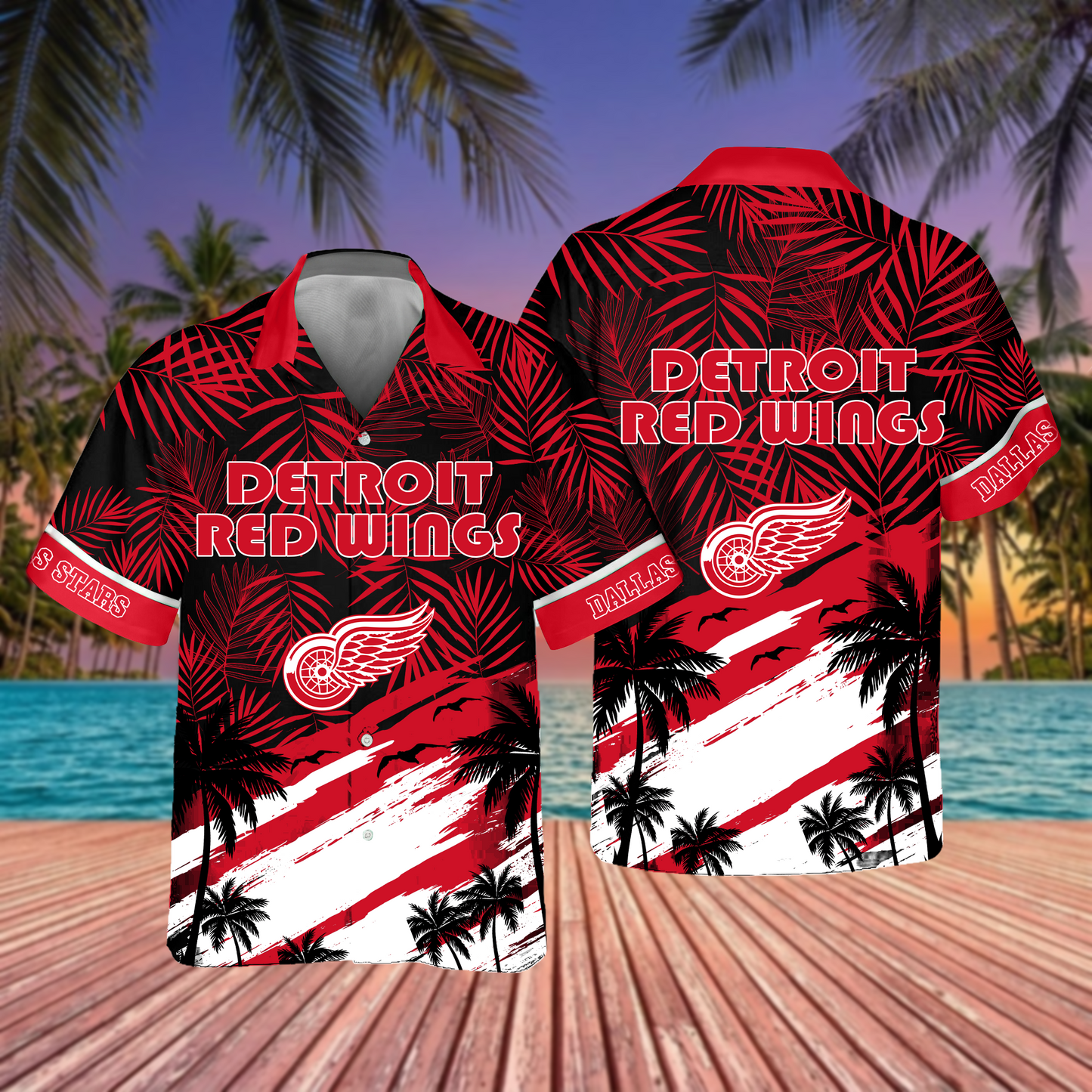 NHL x DET Hockey Summer Hawaiian Shirt HLP 70426 HLPHUONG