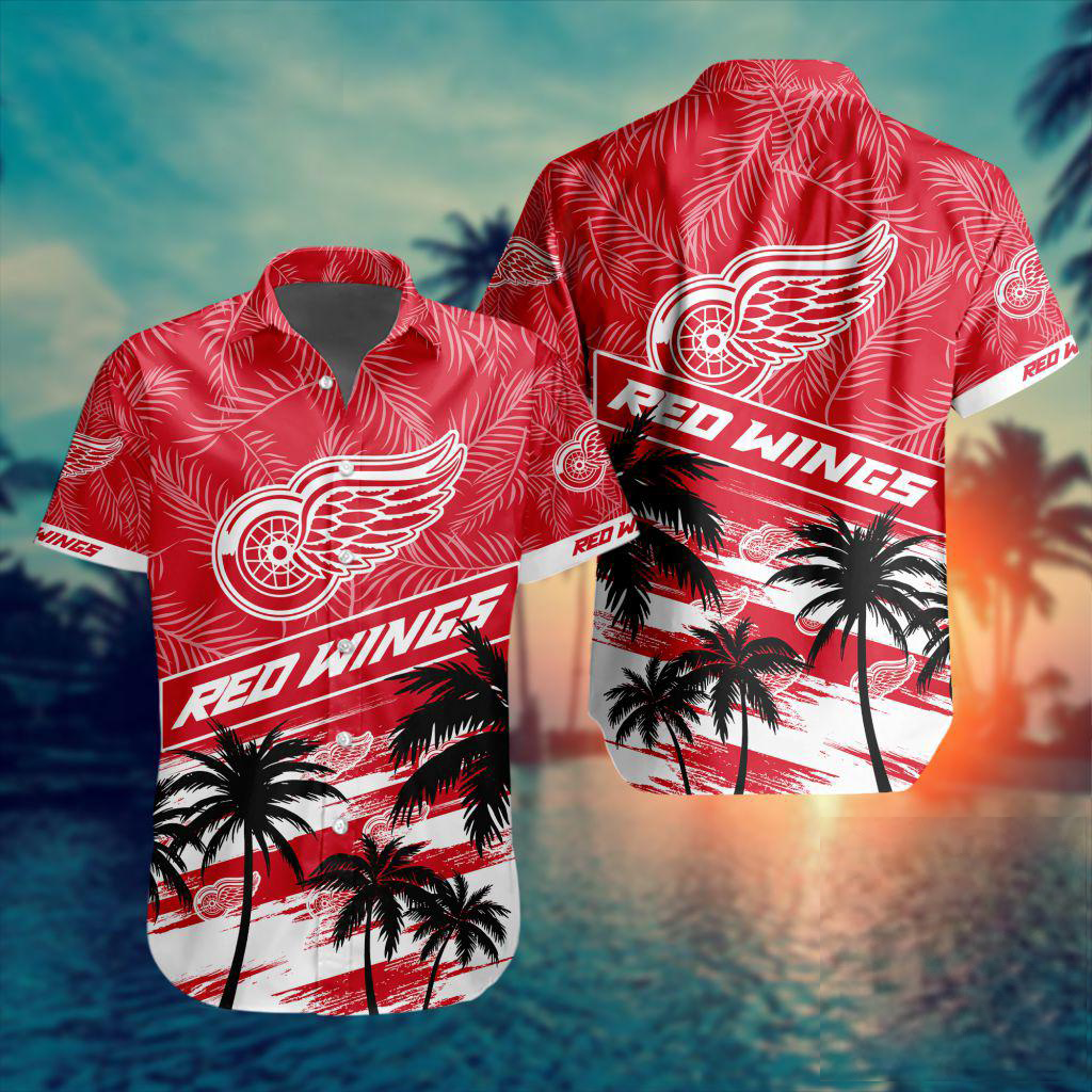 NHL x DET Team Palms Hawaiian Shirt HLP 50426 HLPHUONG