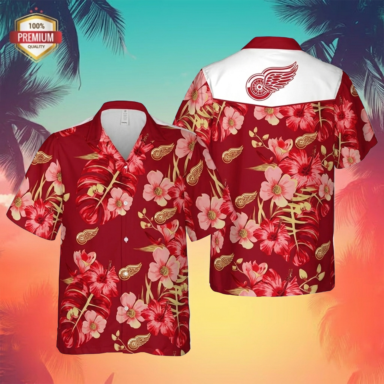 NHL x DET Tropical Hawaiian Shirt HLP 60426 LBN