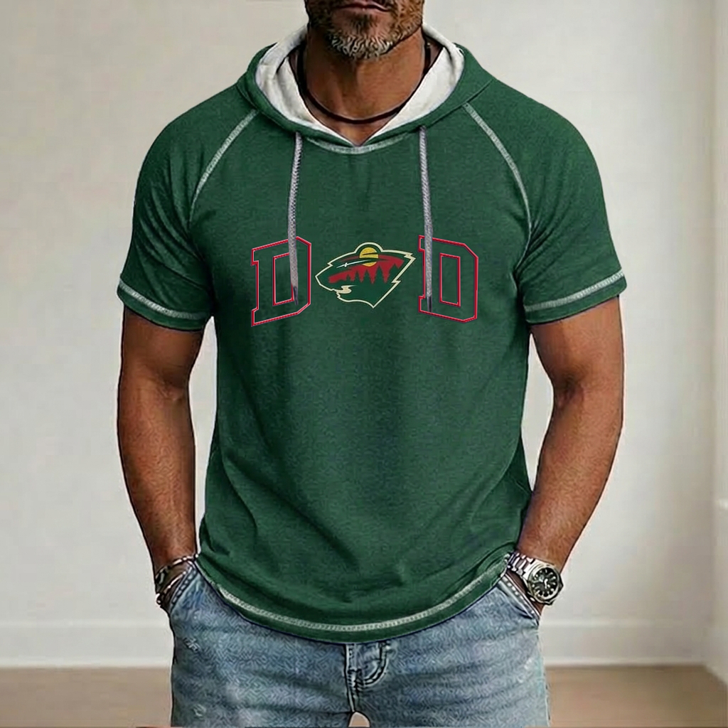 NHL x MIN Dad Hooded Short Sleeve Shirt HLP 280426 LBN