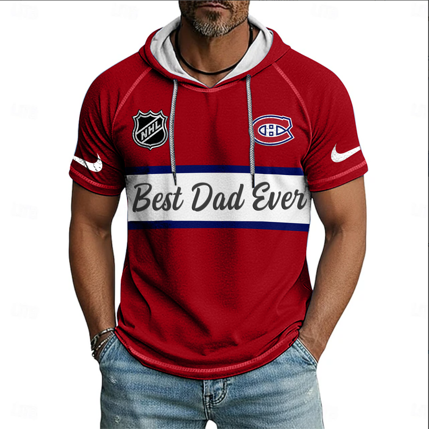 NHL x MON Best Dad Hooded Short Sleeve Shirt HLP 220426 HLPHUONG