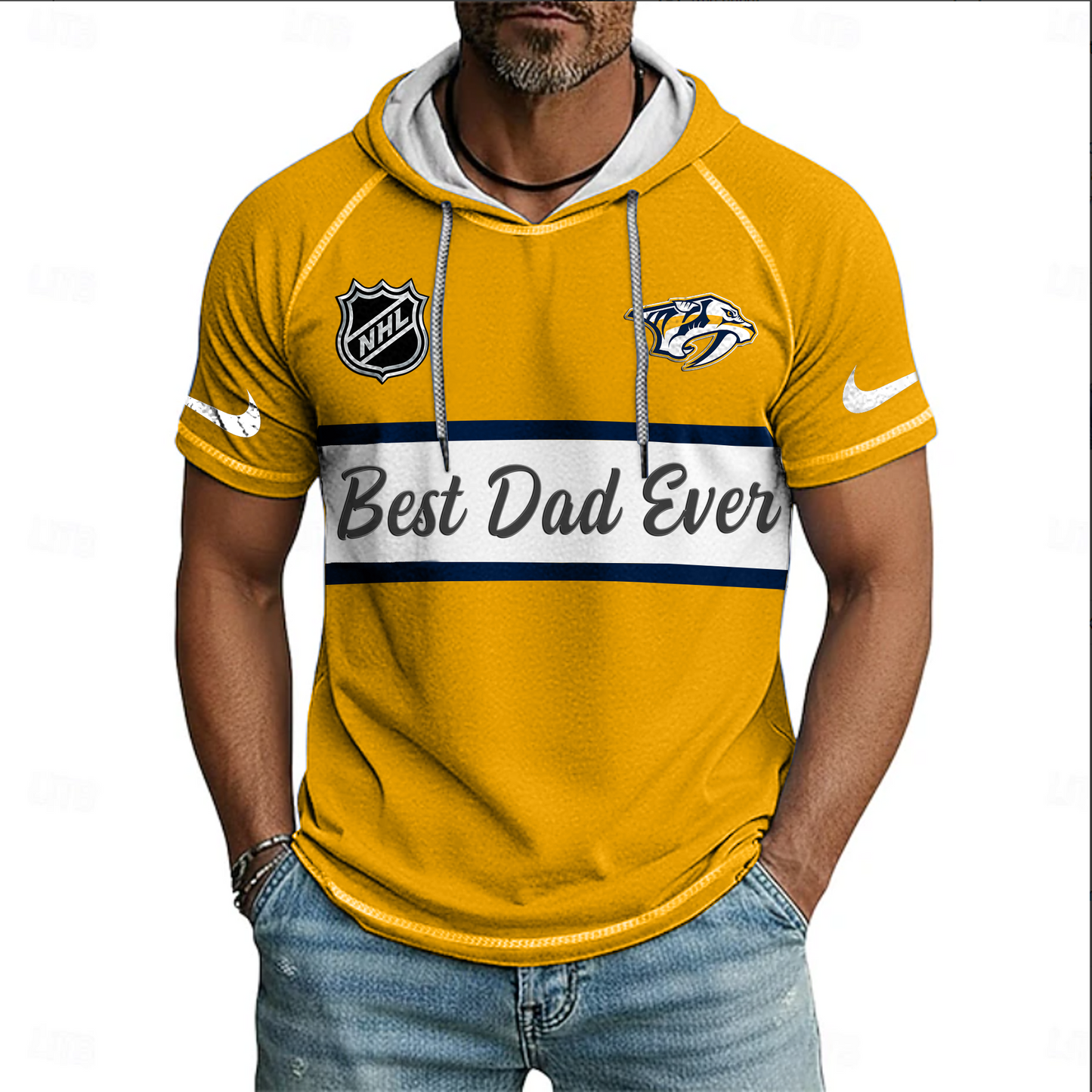 NHL x NAS Best Dad Hooded Short Sleeve Shirt HLP 220426 HLPHUONG