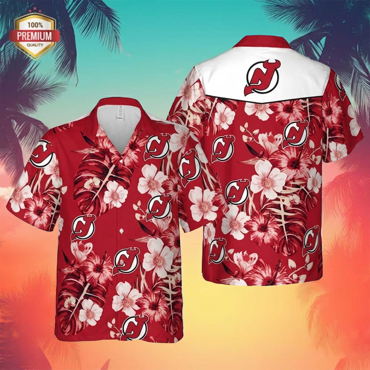 NHL x NJ Tropical Hawaiian Shirt HLP 60426 LBN