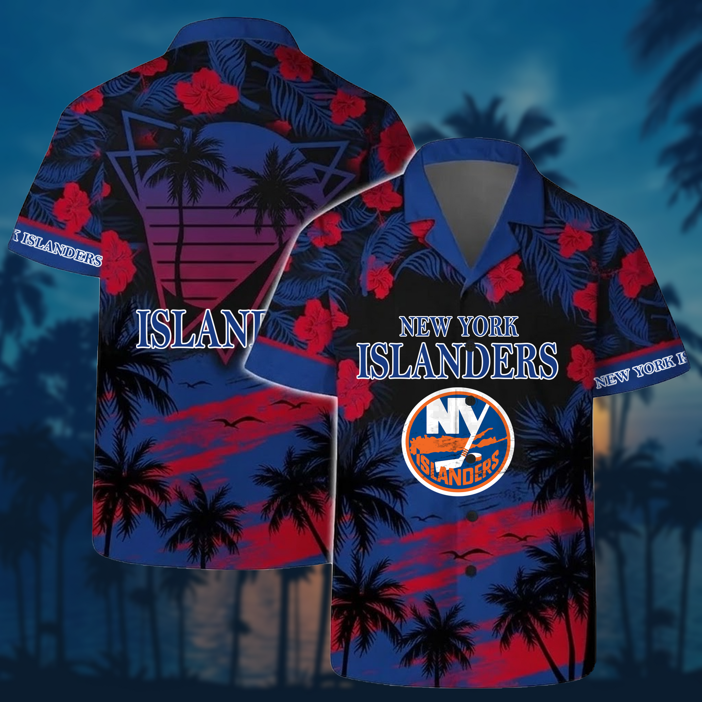 NHL x NYI Sunset Hawaiian Shirt HLP 40426 HLPHUONG