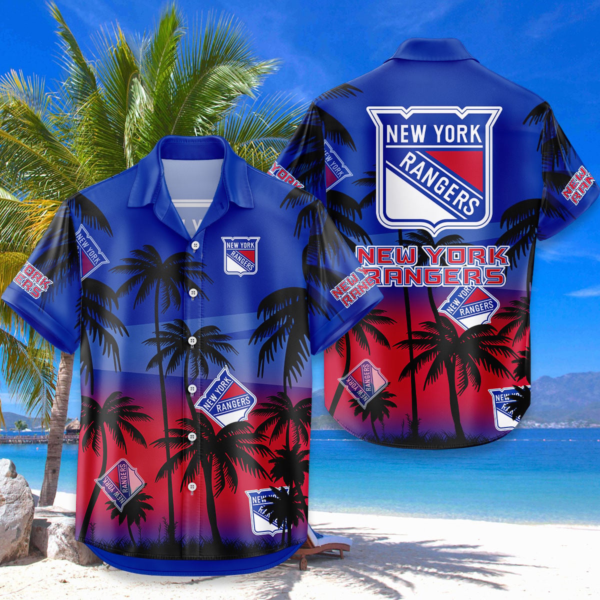 NHL x NYR Coconut Tree Hawaiian Shirt HLP 080426 HLPHUONG