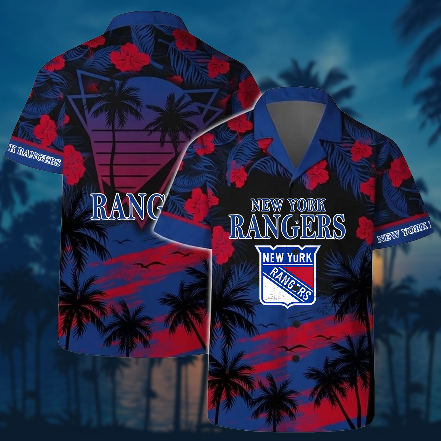 NHL x NYR Sunset Hawaiian Shirt HLP 40426 HLPHUONG