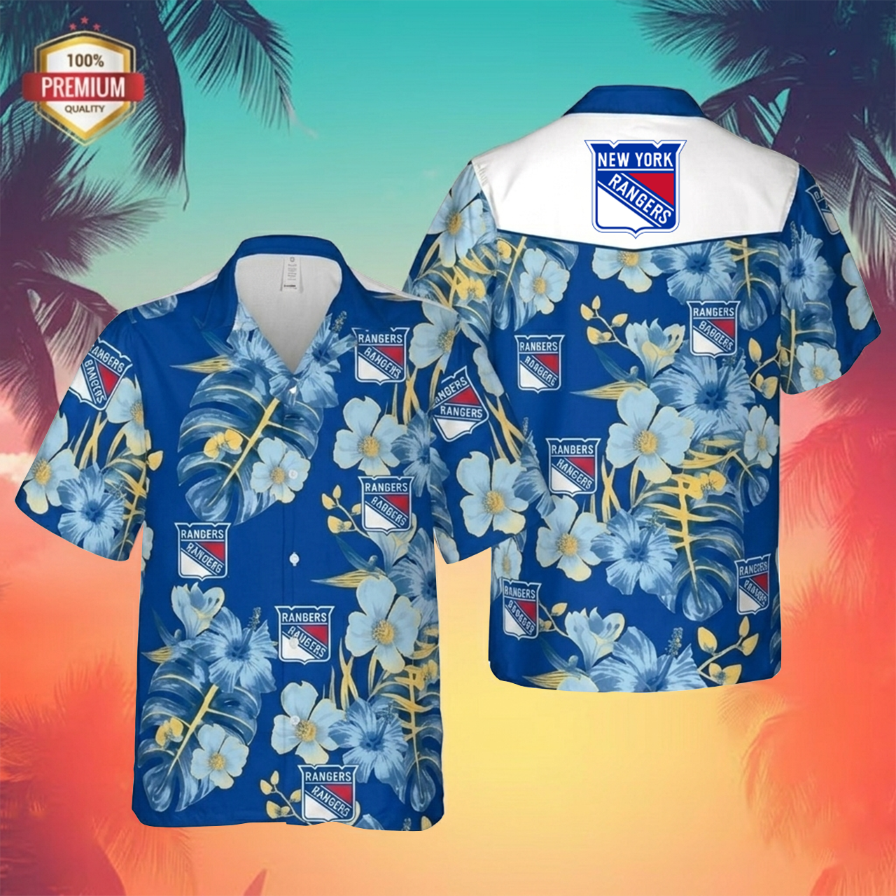NHL x NYR Tropical Hawaiian Shirt HLP 60426 LBN
