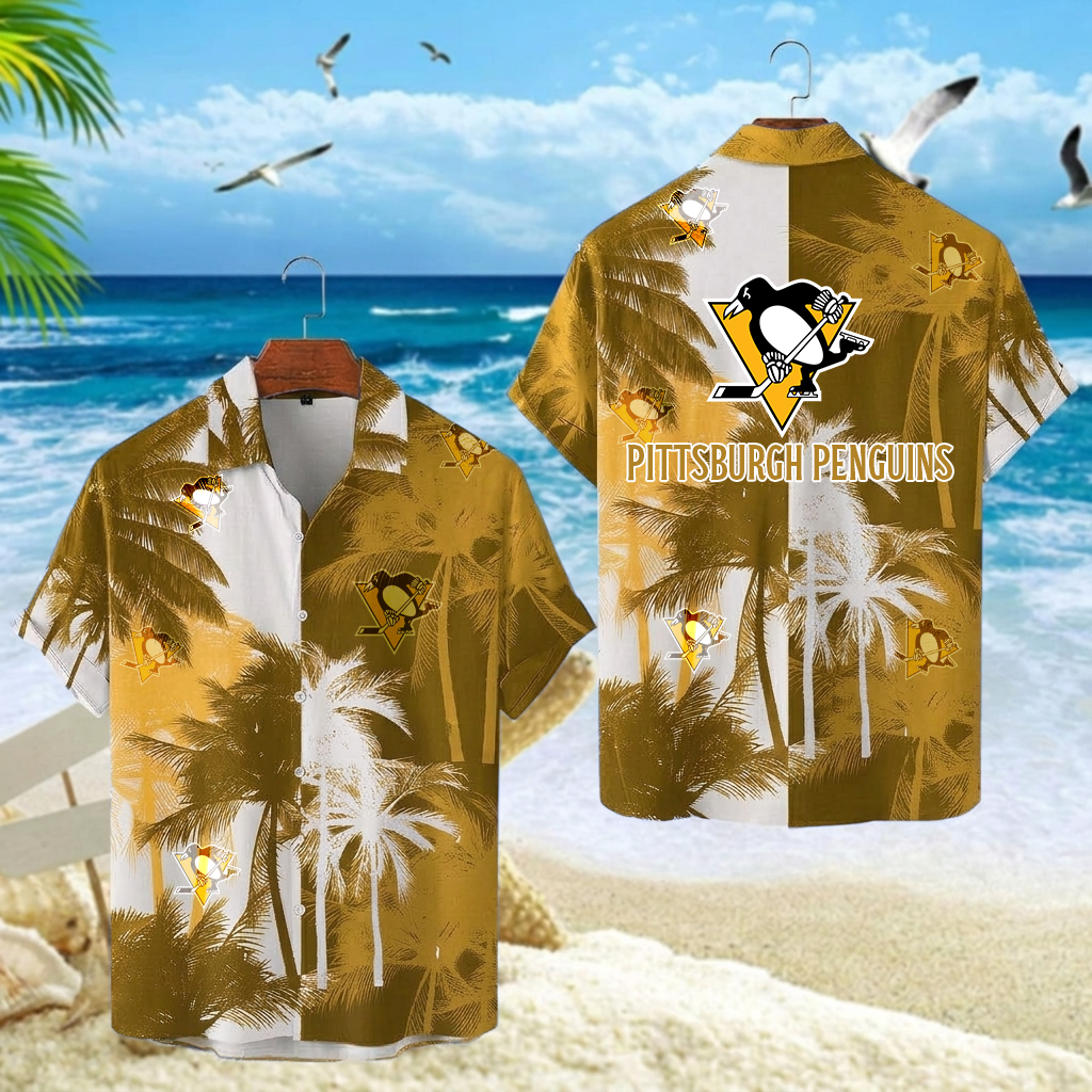 NHL x PIT Palm Trees Hawaiian Shirt HLP 30426 LBN