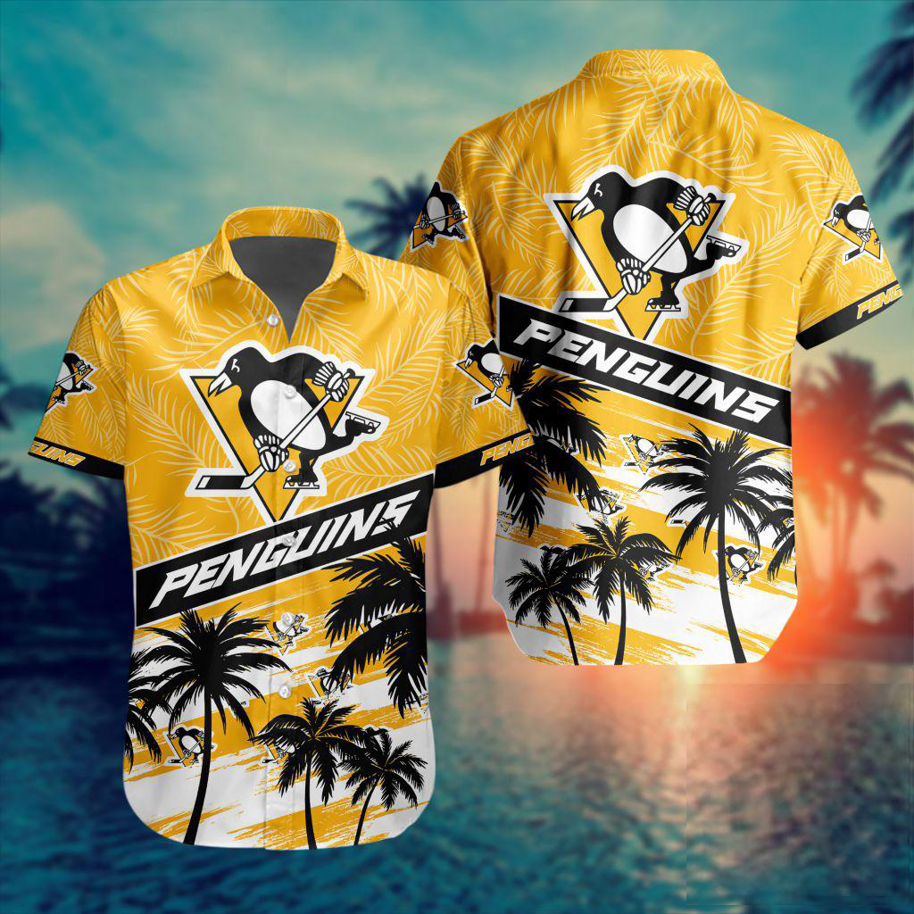 NHL x PIT Team Palms Hawaiian Shirt HLP 50426 HLPHUONG
