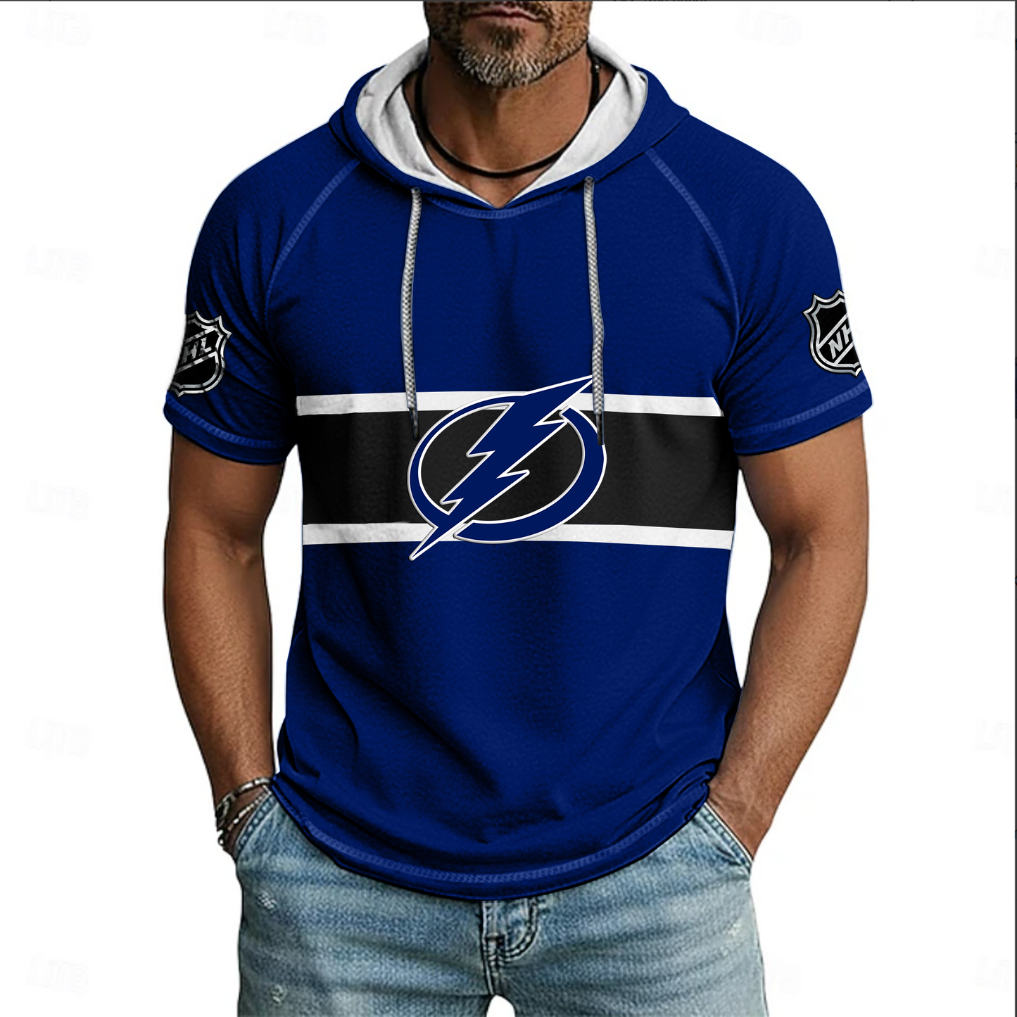 NHL x TB Hockey Hooded Short Sleeve Shirt HLP 220426 HLPHUONG