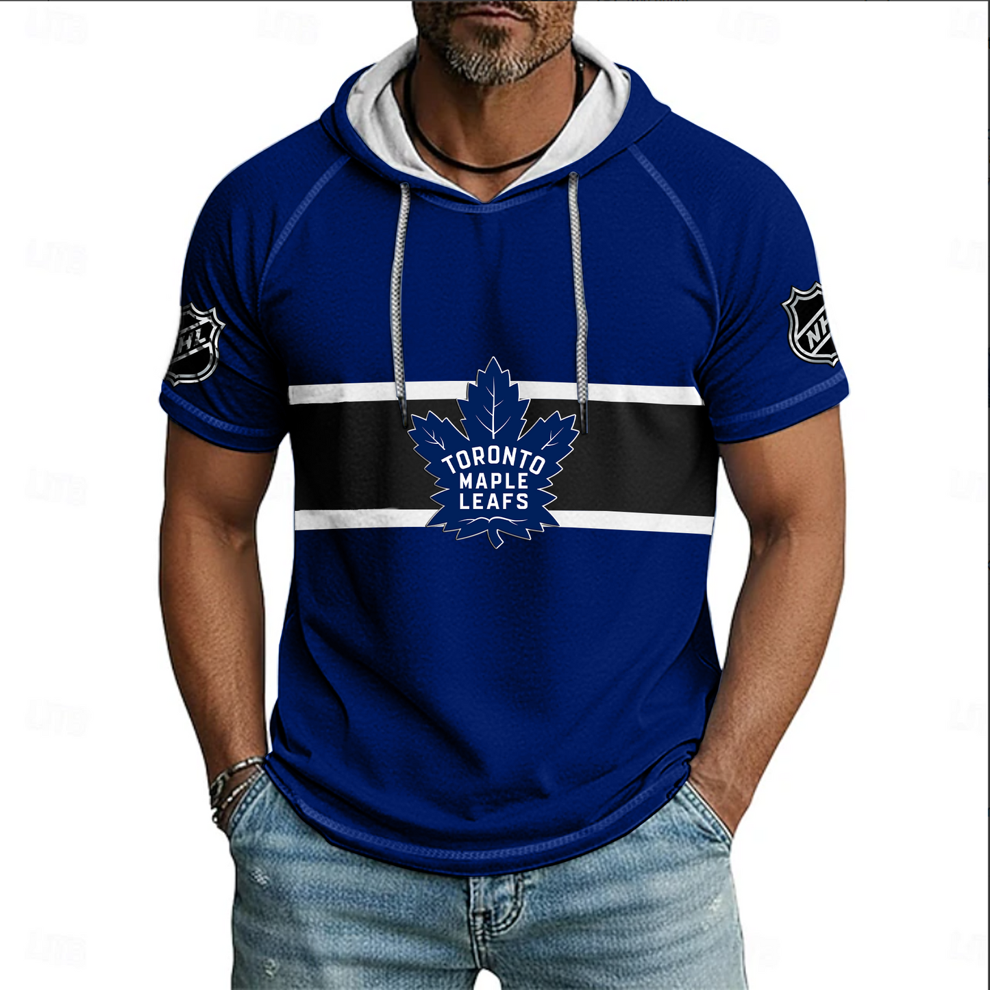 NHL x TOR Hockey Hooded Short Sleeve Shirt HLP 220426 HLPHUONG