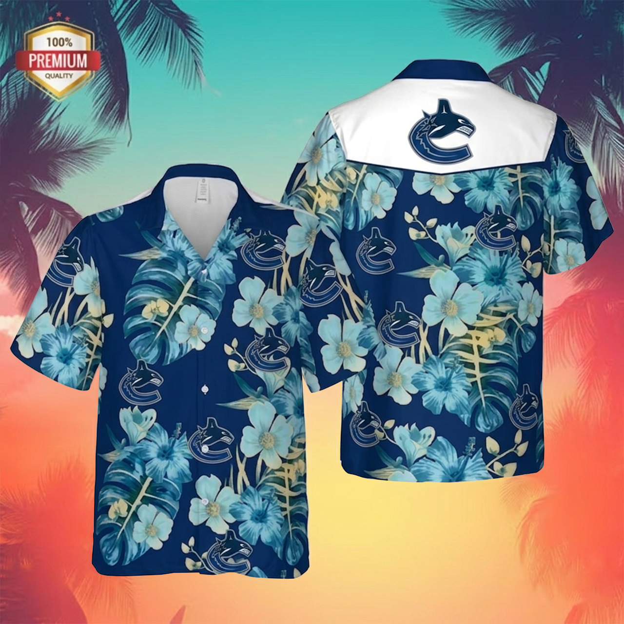 NHL x VAN Tropical Hawaiian Shirt HLP 60426 LBN
