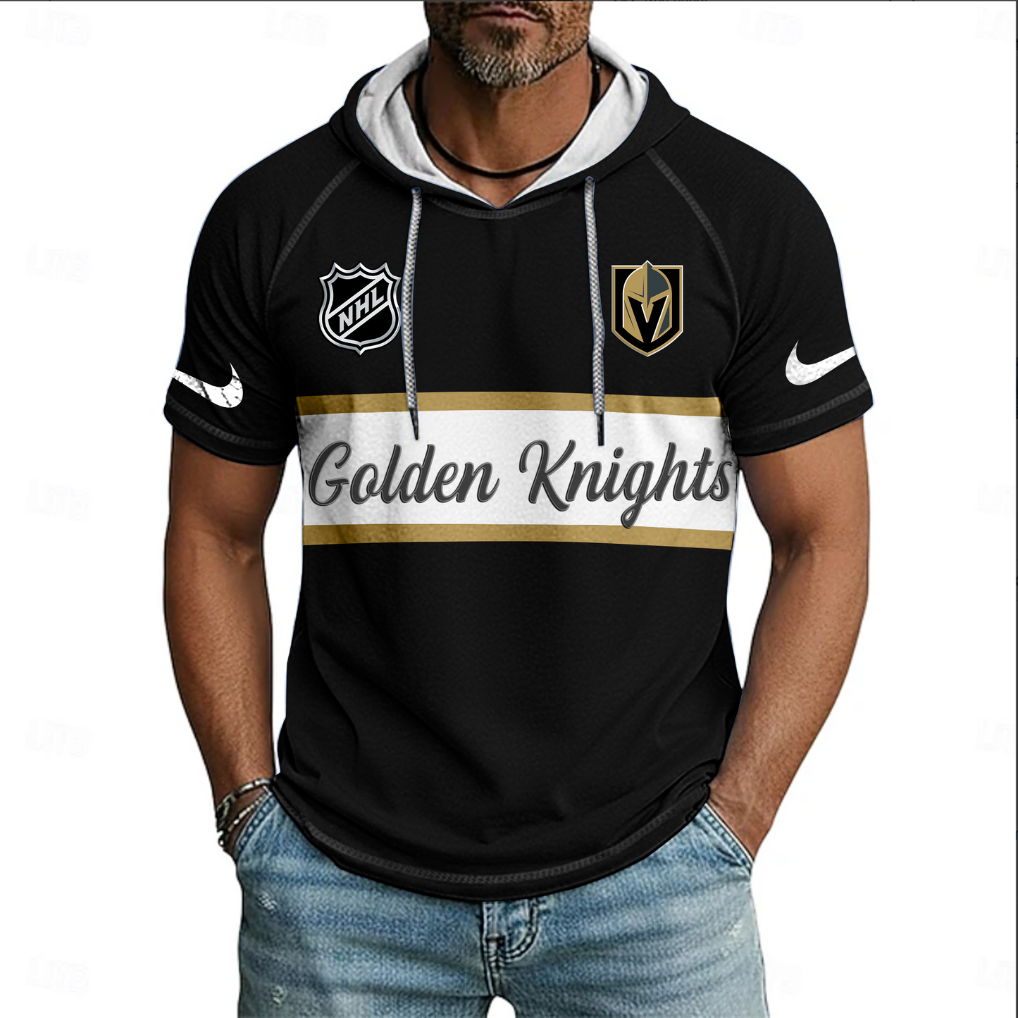 NHL x VEG Sport Hooded Short Sleeve Shirt HLP 70426 HLPHUONG