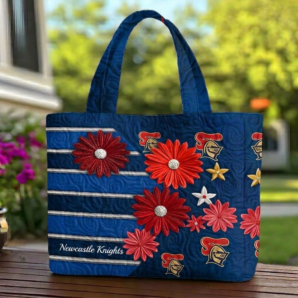 NK x NRL Flowers Quilted Tote Bag Custom Name Gifts For Fan DDT LBN