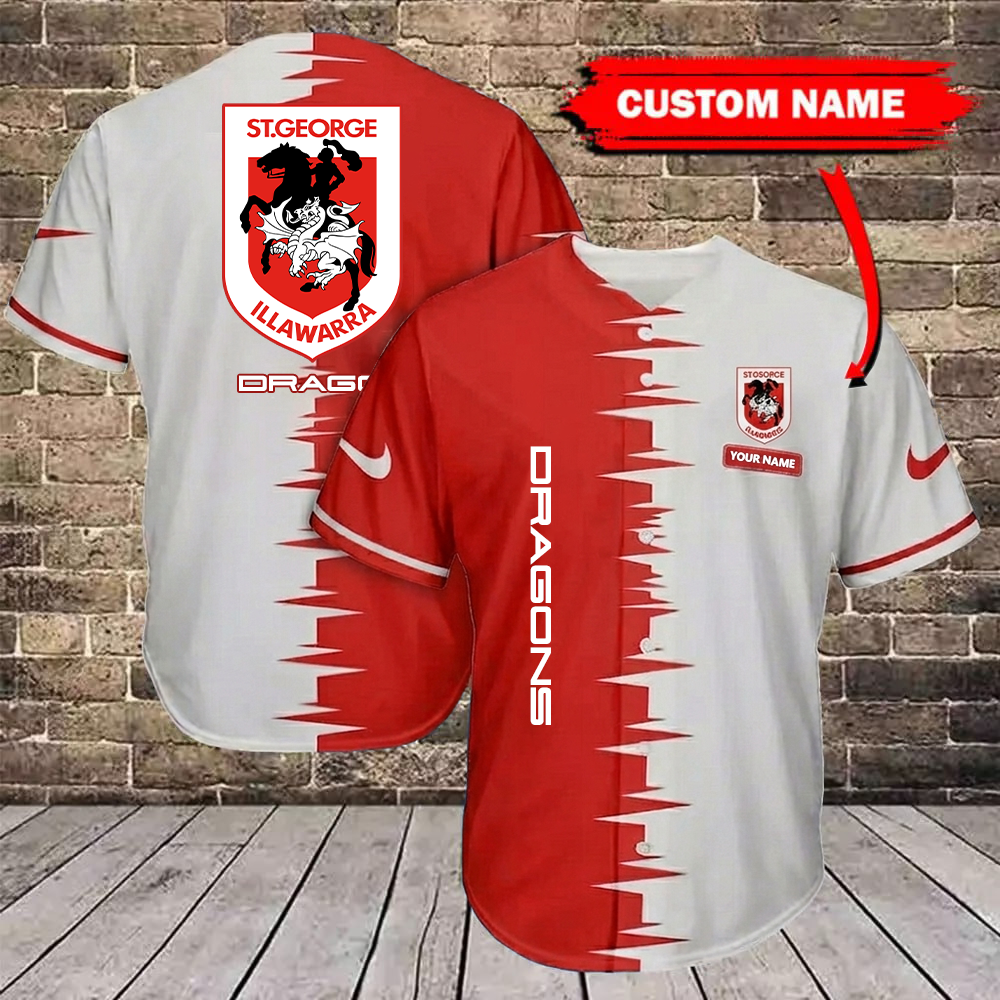 NRL x GID Bicolour Custom Name Baseball Jersey HLP 30426 LBN