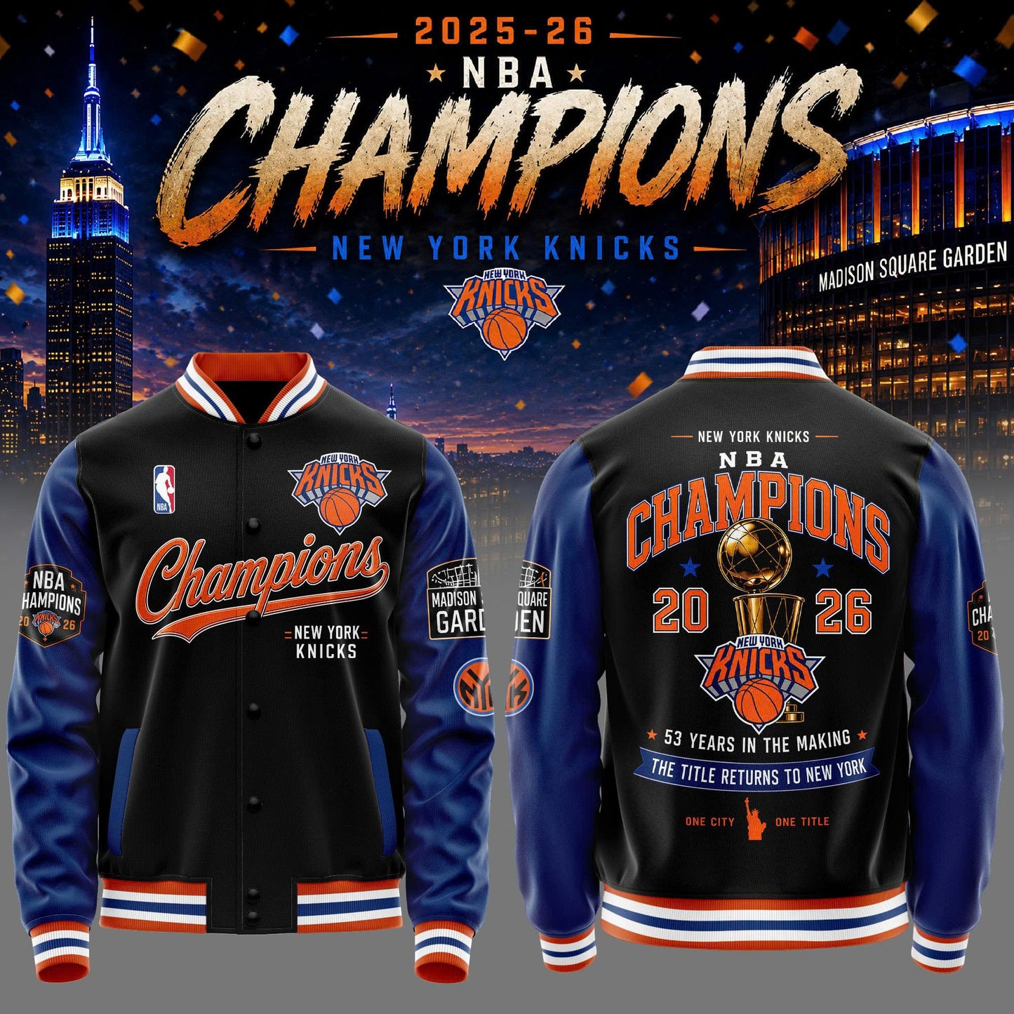 NYK x NBA Finals Champions Luxury Varsity Jacket 150626