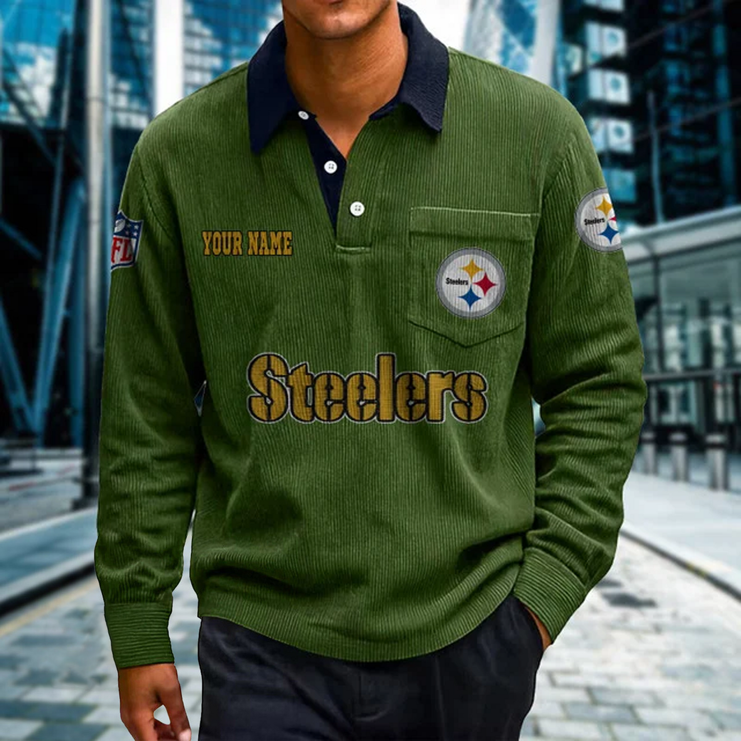PIT X Premium NFL Corduroy color-blocked long-sleeved shirt NDT NHT