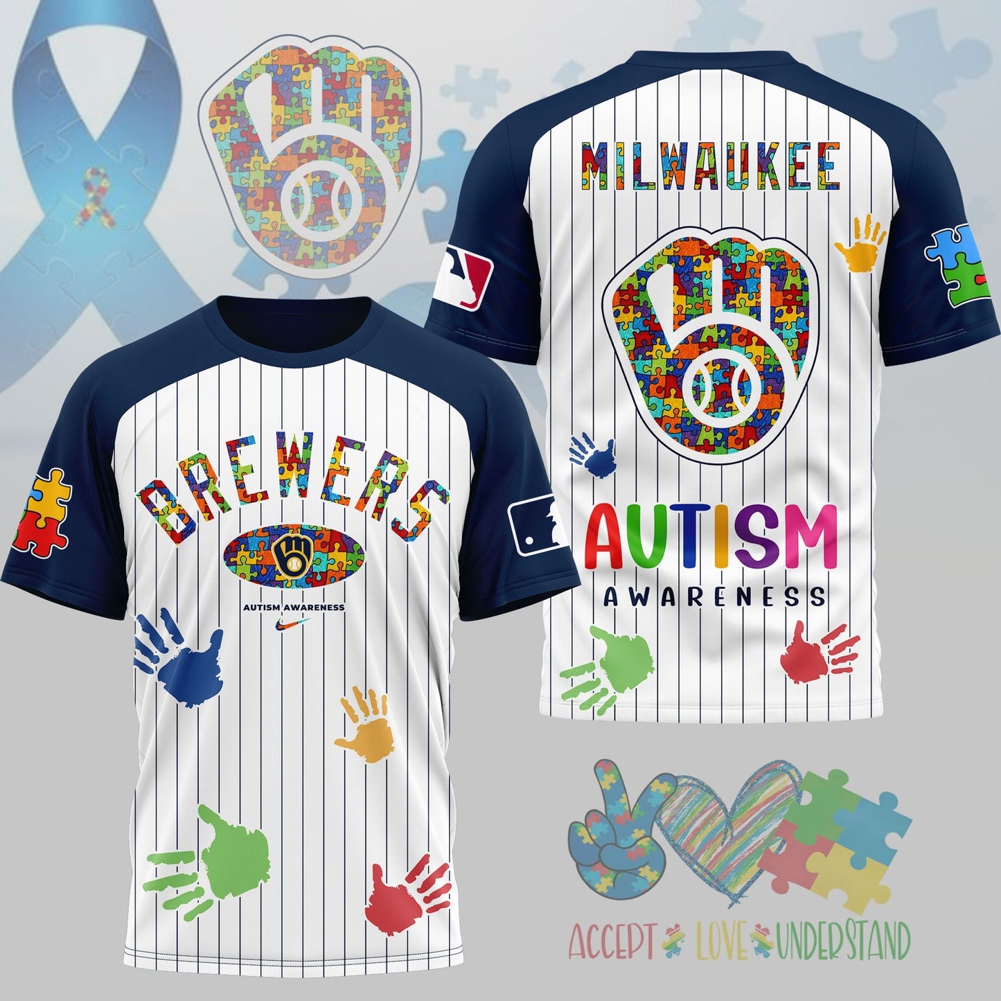 PREMIUM MLB X MB Autism Support 3D Shirt Limited Editions NDT NHM 080426