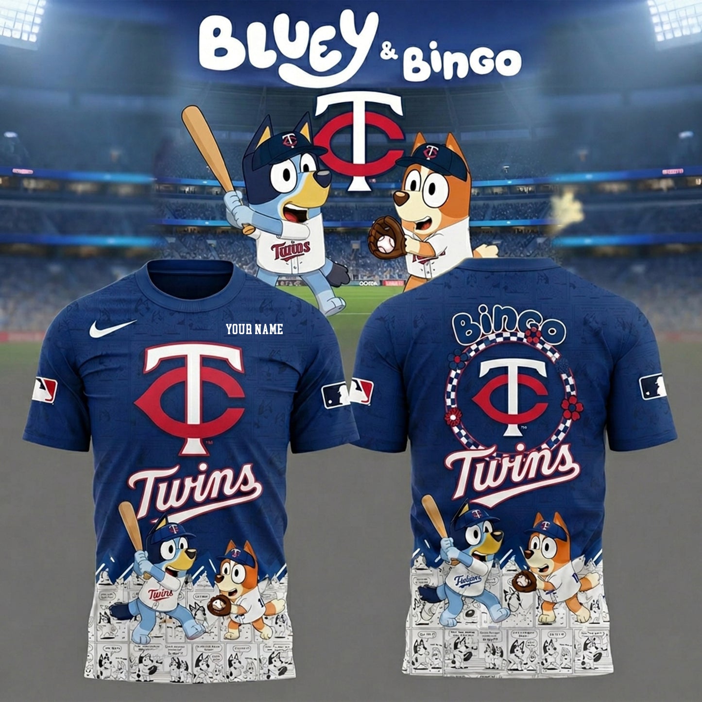 PREMIUM MLB X MT Bluey & Bingo Comic Shirt NDT NHM 260526