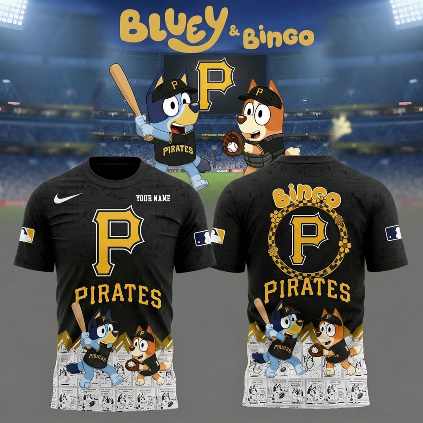 PREMIUM MLB X PIT Bluey & Bingo Comic Shirt NDT NHM 260526