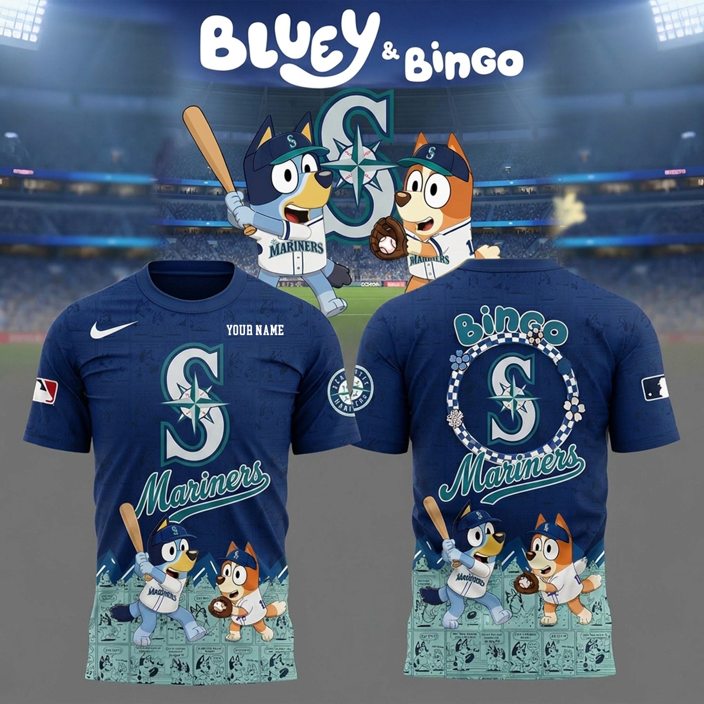 PREMIUM MLB X SM Bluey & Bingo Comic Shirt NDT NHM 260526