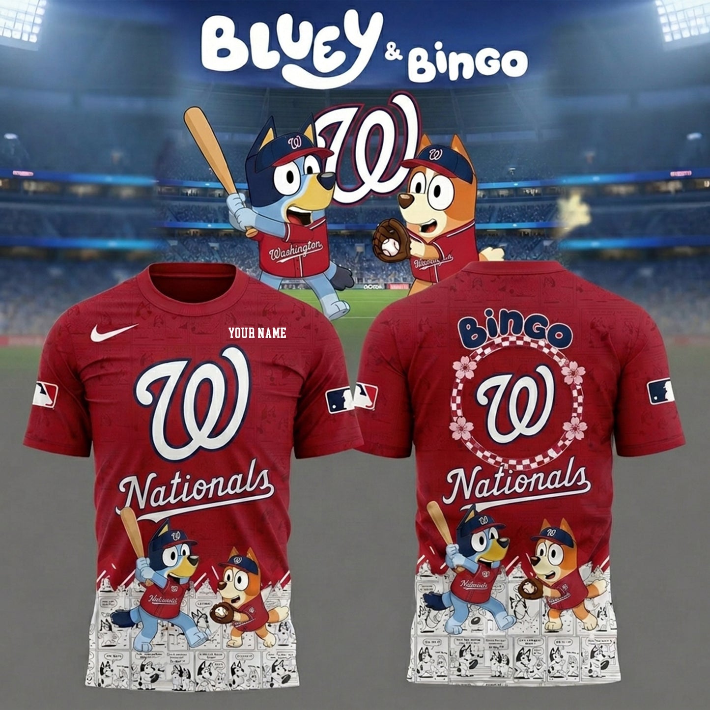PREMIUM MLB X WN Bluey & Bingo Comic Shirt NDT NHM 260526