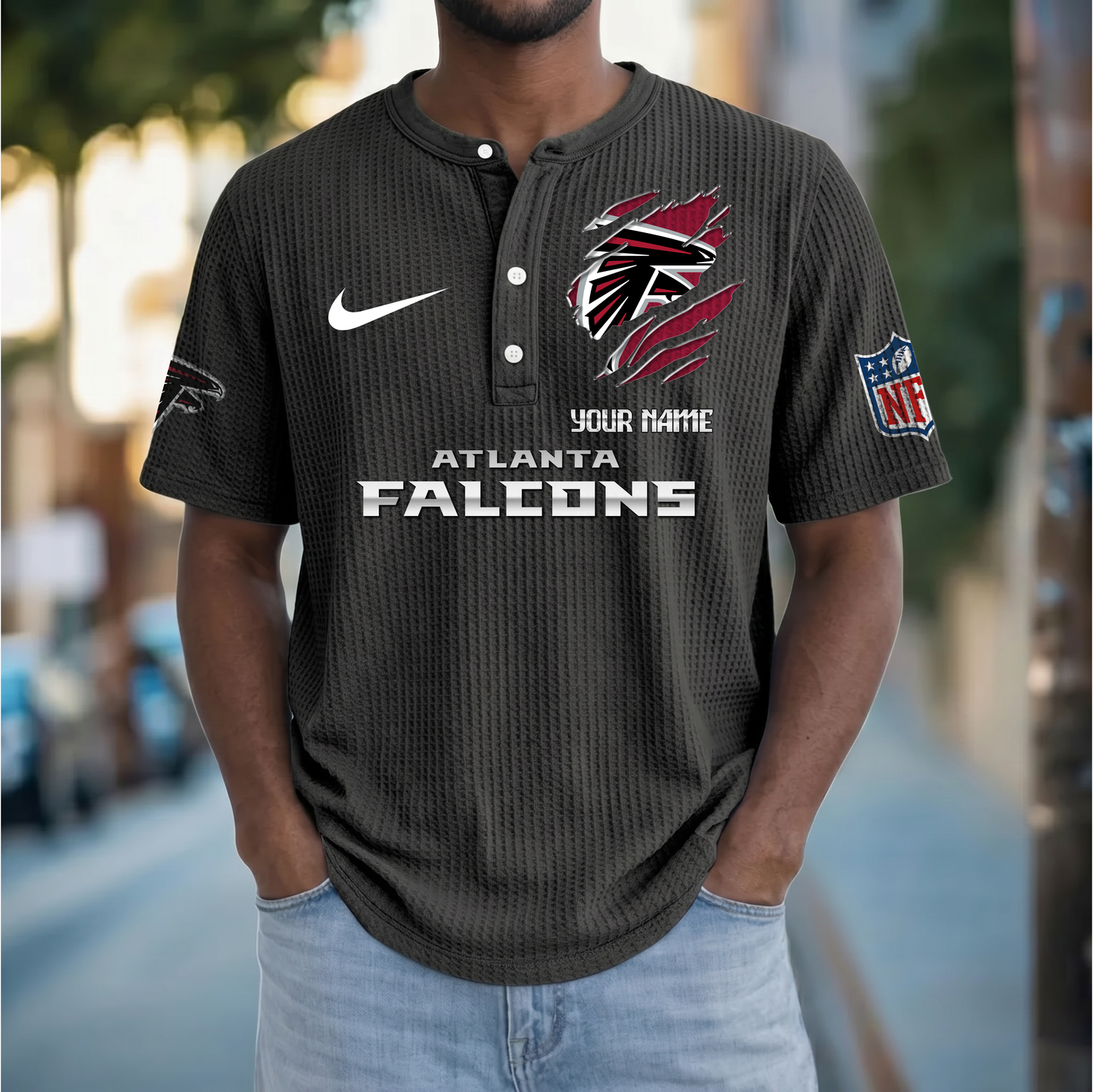 PREMIUM NFL X AF Crew neck button Henry Shirt Limited Editions NDT VHM 230426