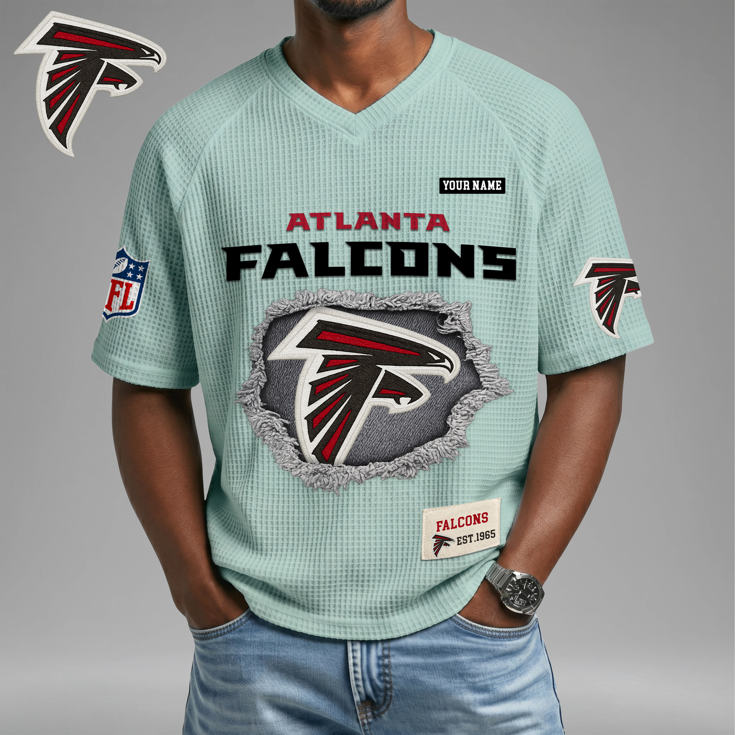 PREMIUM NFL X AF Game Day Waffle V-neck T-shirt 110626