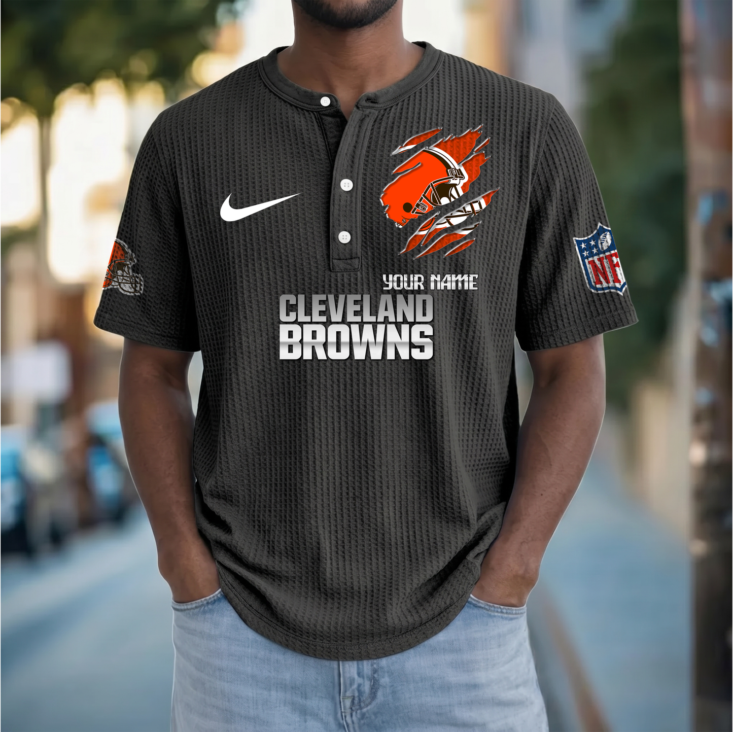 PREMIUM NFL X CB Crew neck button Henry Shirt Limited Editions NDT VHM 230426