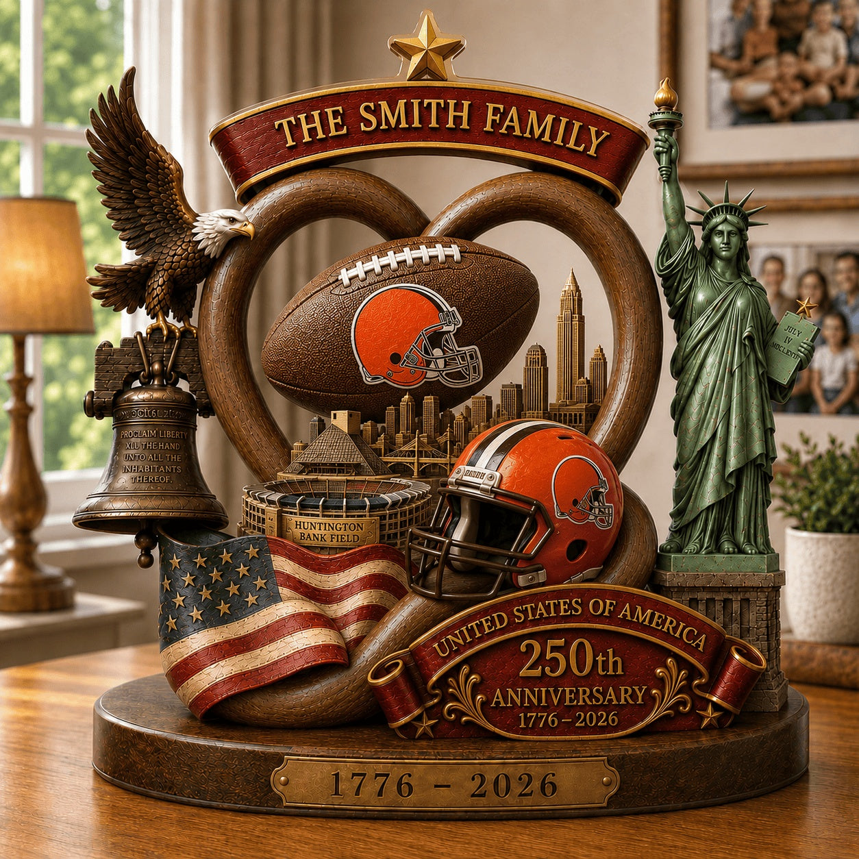 PREMIUM NFL X CLE Team Mix 250th Anniversary Acrylic Block Plaque Custom Name 120626