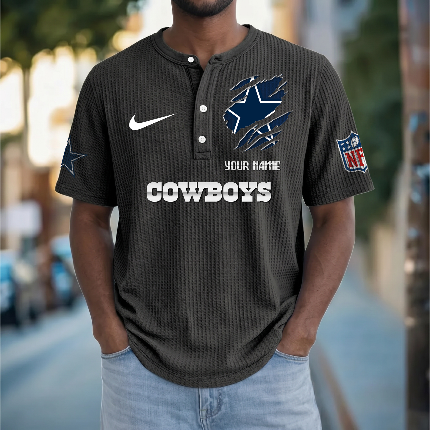 PREMIUM NFL X DC Crew neck button Henry Shirt Limited Editions NDT VHM 230426