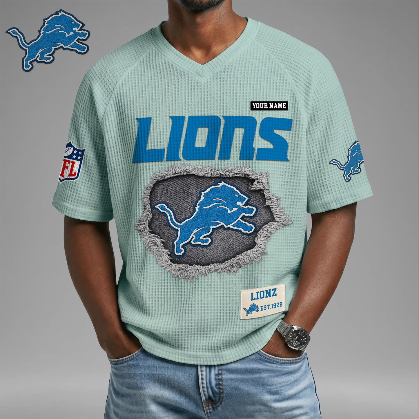 PREMIUM NFL X DL Game Day Waffle V-neck T-shirt 110626