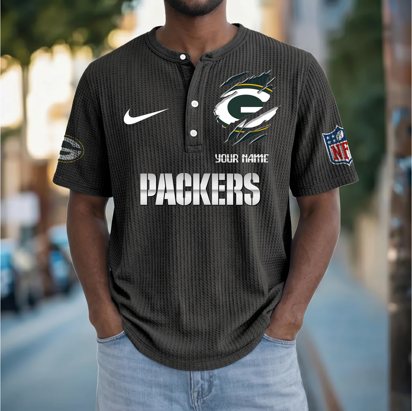 PREMIUM NFL X GBP Crew neck button Henry Shirt Limited Editions NDT VHM 230426