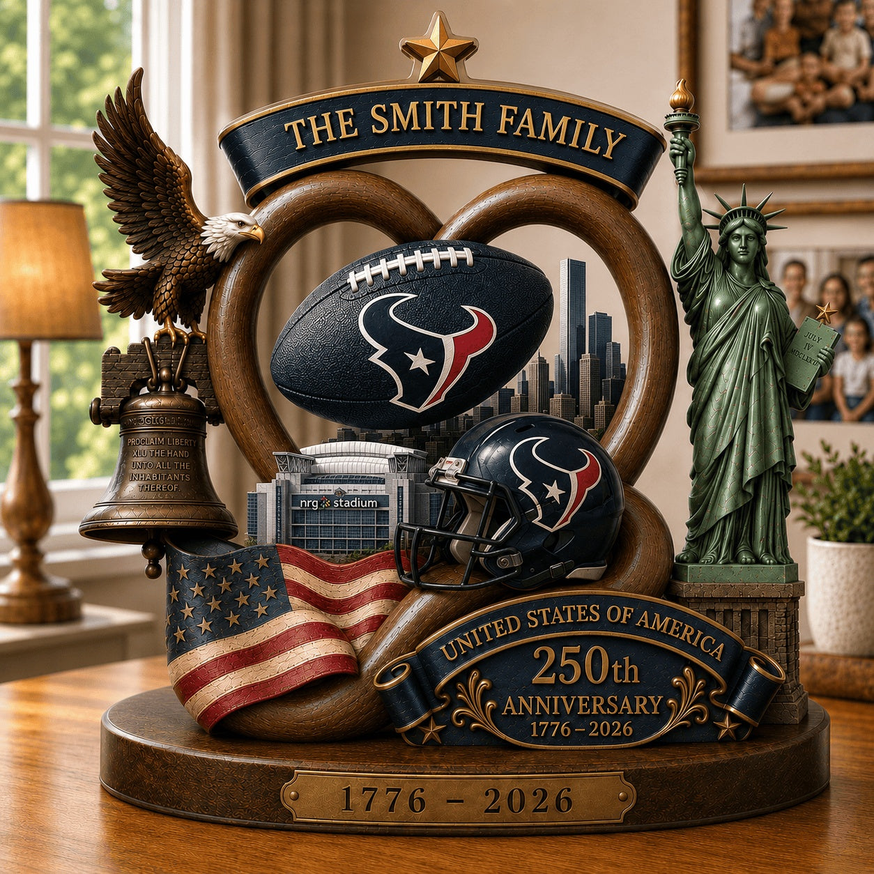 PREMIUM NFL X HOU Team Mix 250th Anniversary Acrylic Block Plaque Custom Name 120626