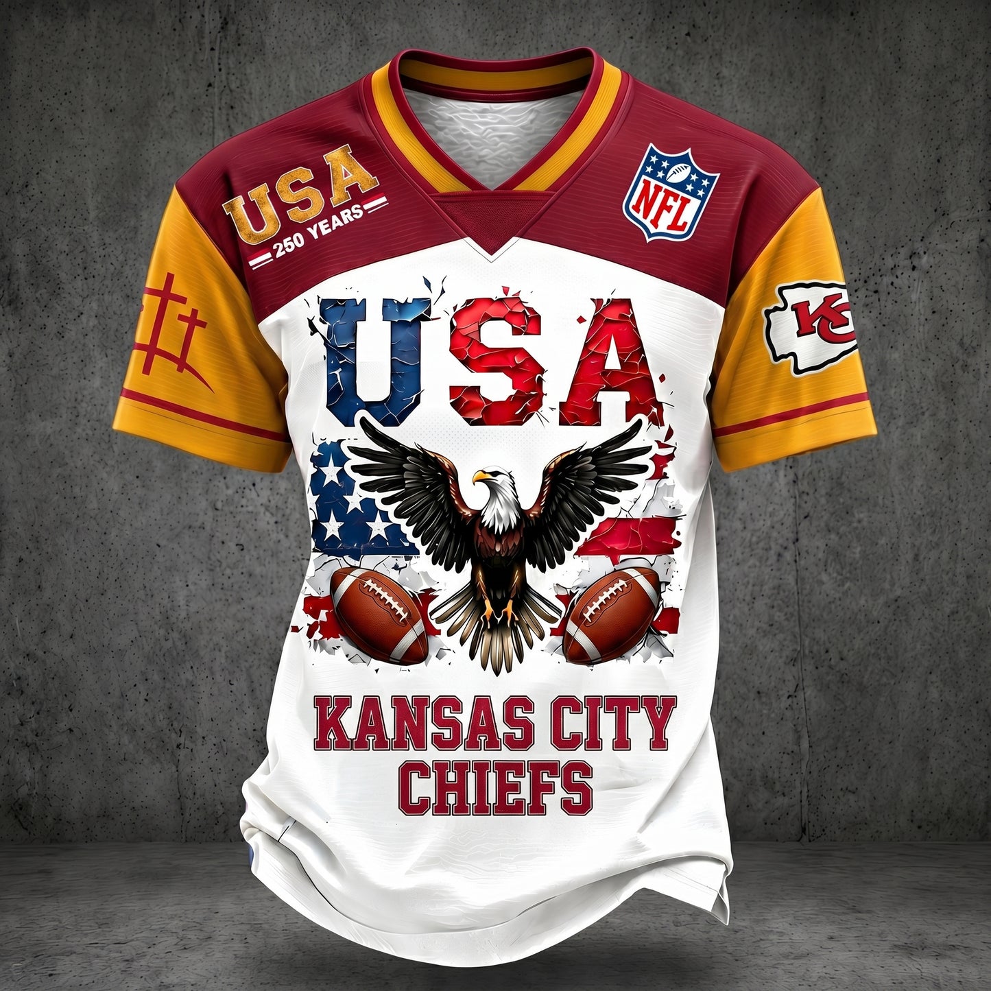 PREMIUM NFL X KC 250TH anniversary LUXURY V-Neck T- Shirt 130626