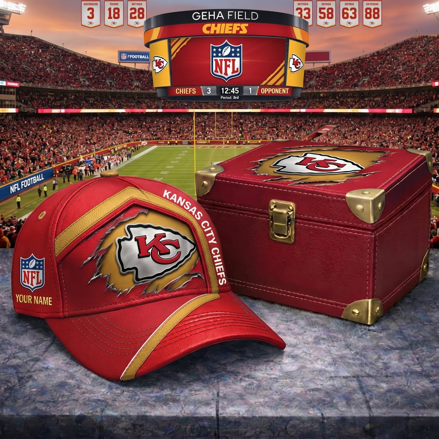PREMIUM NFL X KCC CRACK CUSTOME NAME HAT LIMITED EDITIONS NDT VHM 220426