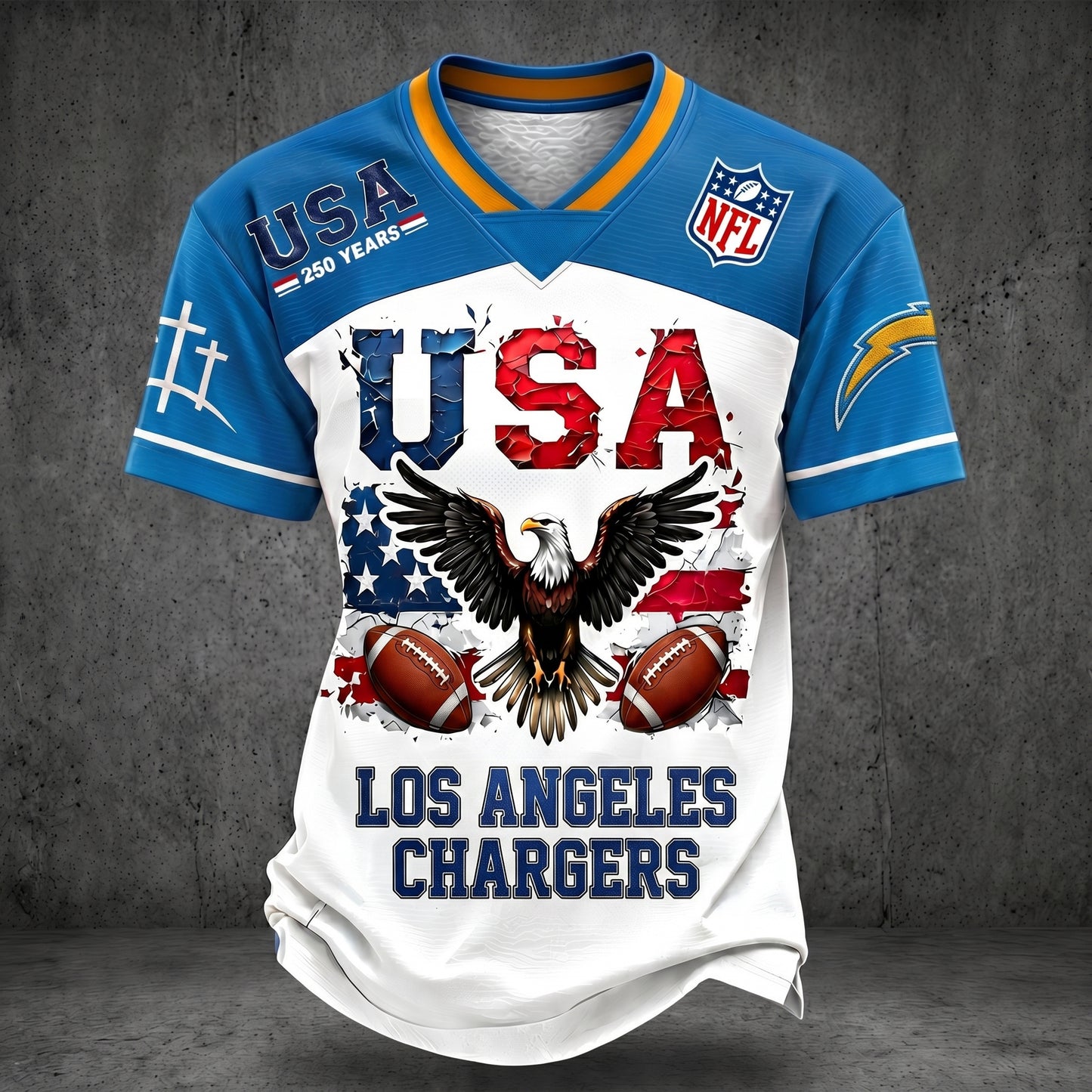 PREMIUM NFL X LAC 250TH anniversary LUXURY V-Neck T- Shirt 130626