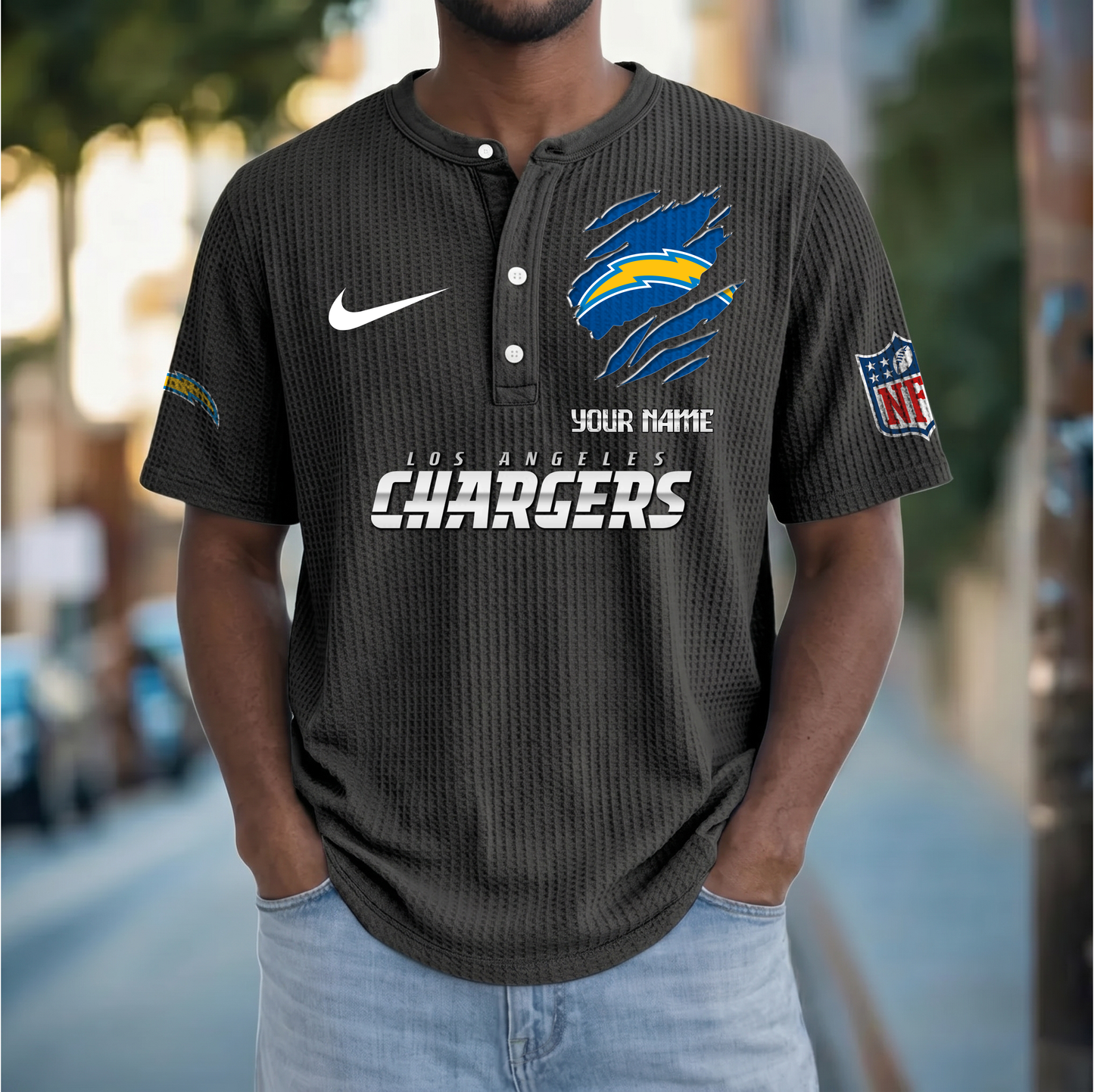 PREMIUM NFL X LAC Crew neck button Henry Shirt Limited Editions NDT VHM 230426