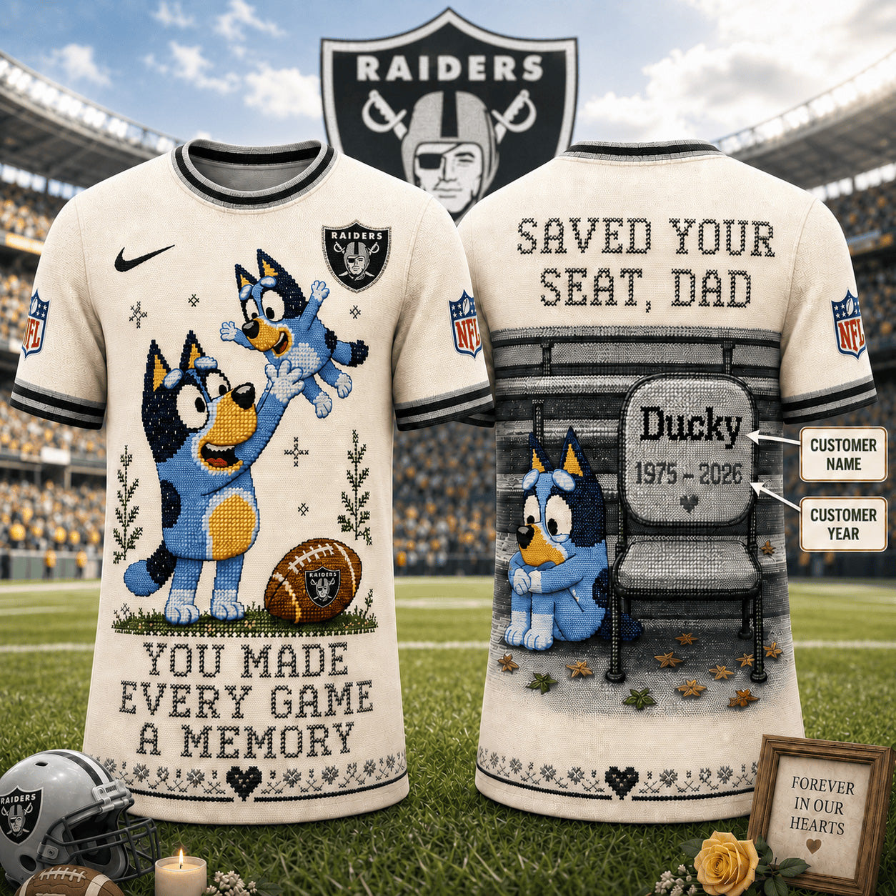 PREMIUM NFL X LVR Custom Premium NFL 3D Faux-Stitch Dad Memorial Shirt NDT NTN 220526