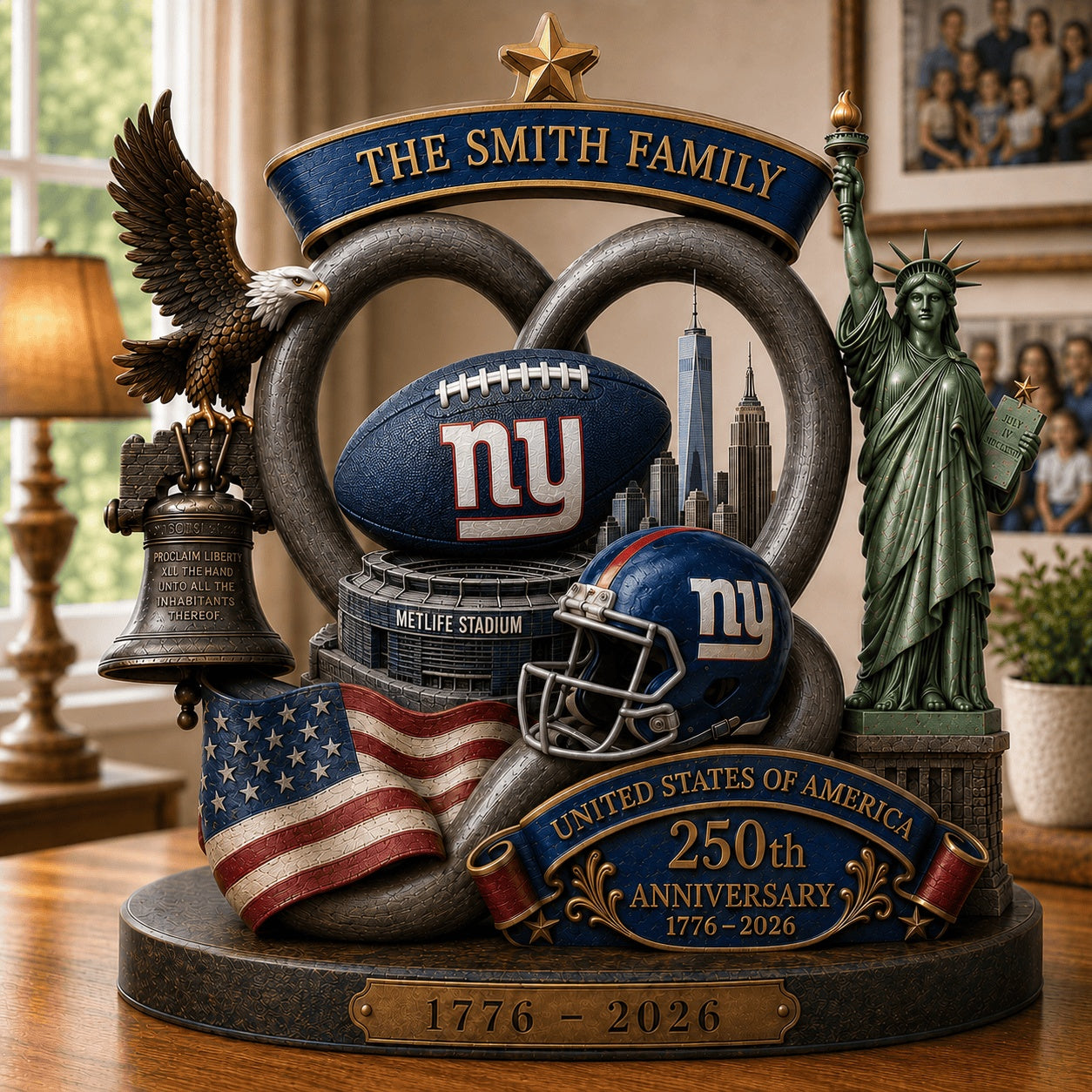PREMIUM NFL X NYG Team Mix 250th Anniversary Acrylic Block Plaque Custom Name 120626