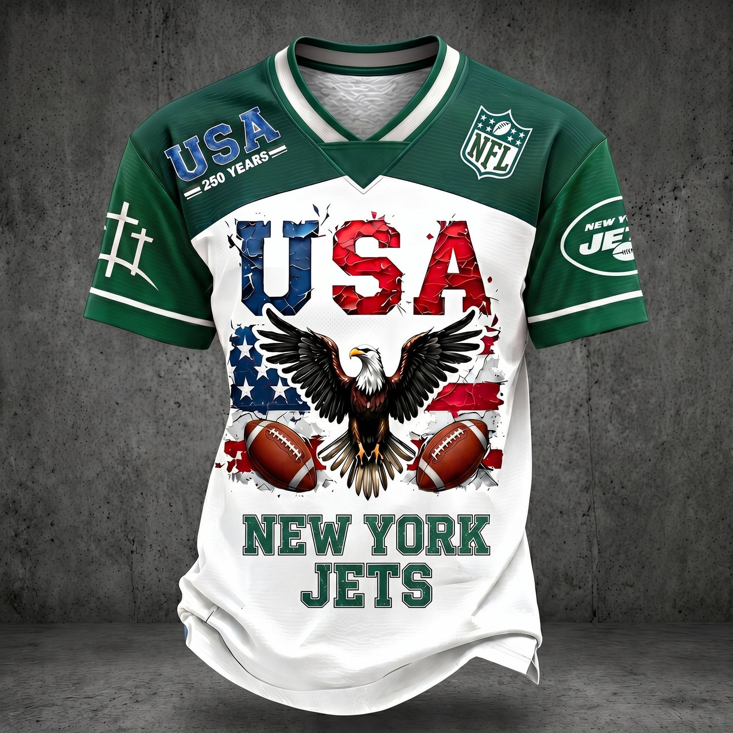 PREMIUM NFL X NYJ 250TH anniversary LUXURY V-Neck T- Shirt 130626