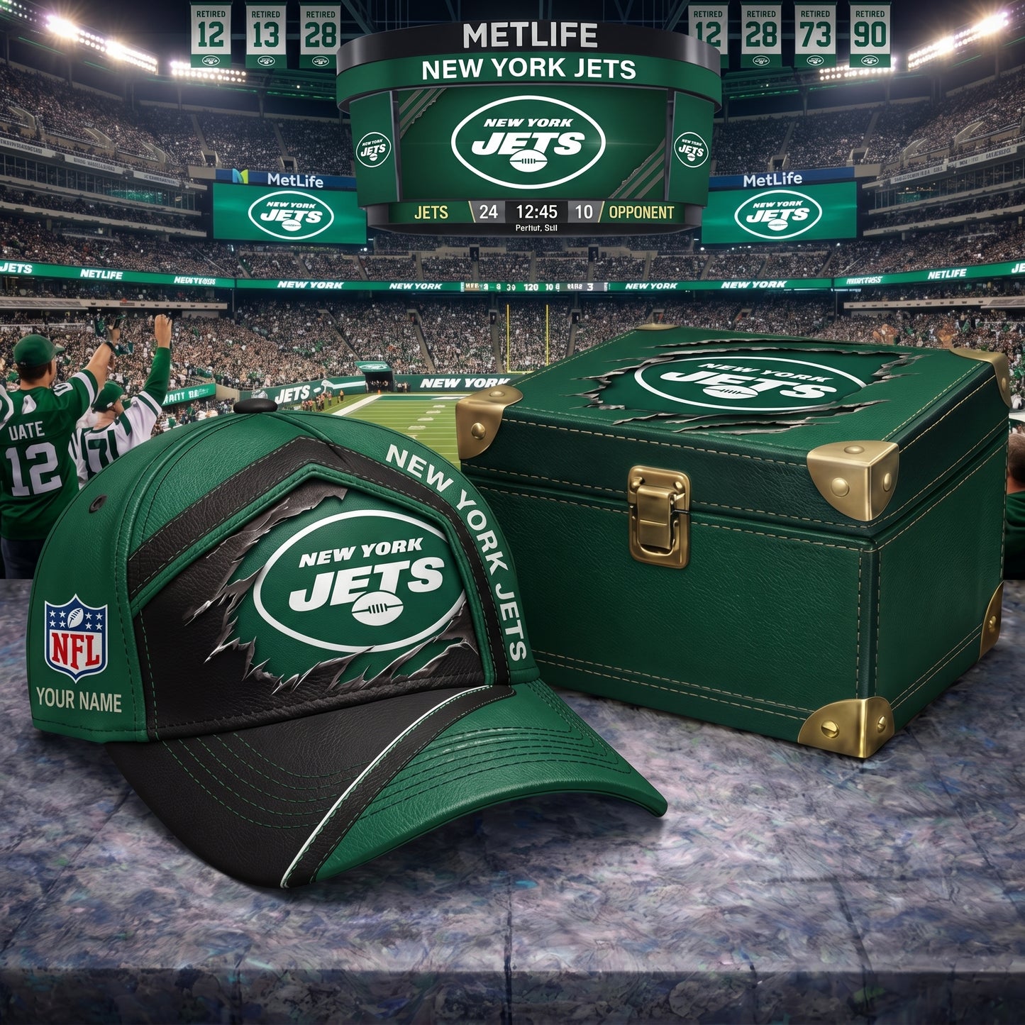 PREMIUM NFL X NYJ CRACK CUSTOME NAME HAT LIMITED EDITIONS NDT VHM 220426