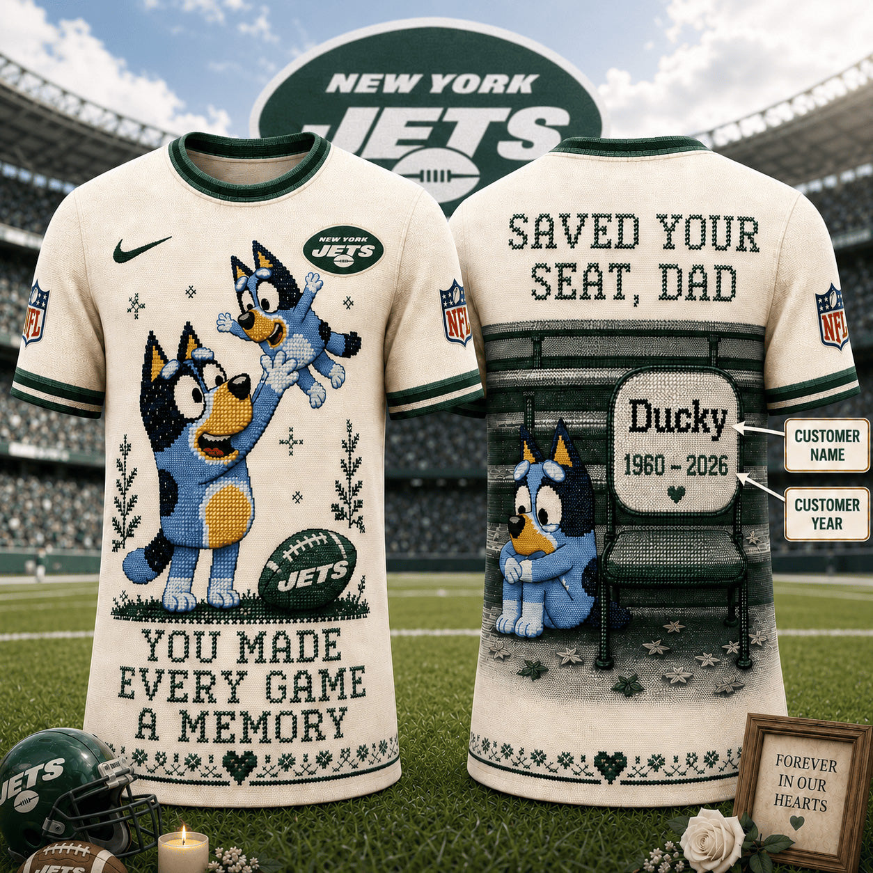 PREMIUM NFL X NYJ Custom Premium NFL 3D Faux-Stitch Dad Memorial Shirt NDT NTN 220526