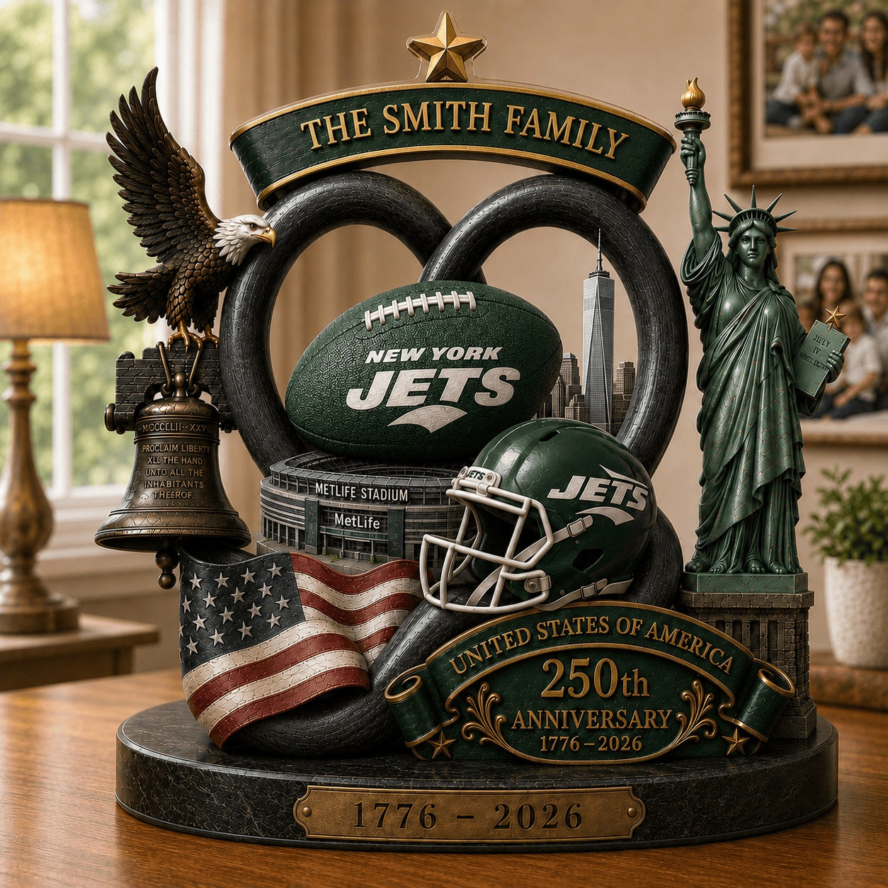 PREMIUM NFL X NYJ Team Mix 250th Anniversary Acrylic Block Plaque Custom Name 120626