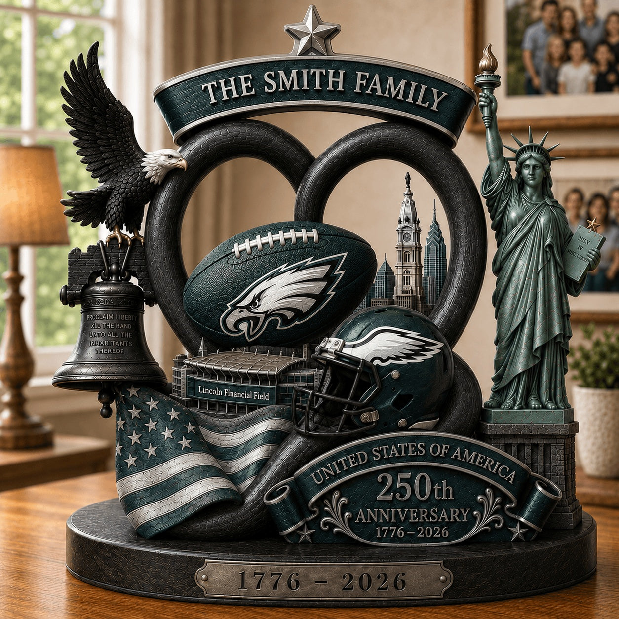 PREMIUM NFL X PHI Team Mix 250th Anniversary Acrylic Block Plaque Custom Name 120626