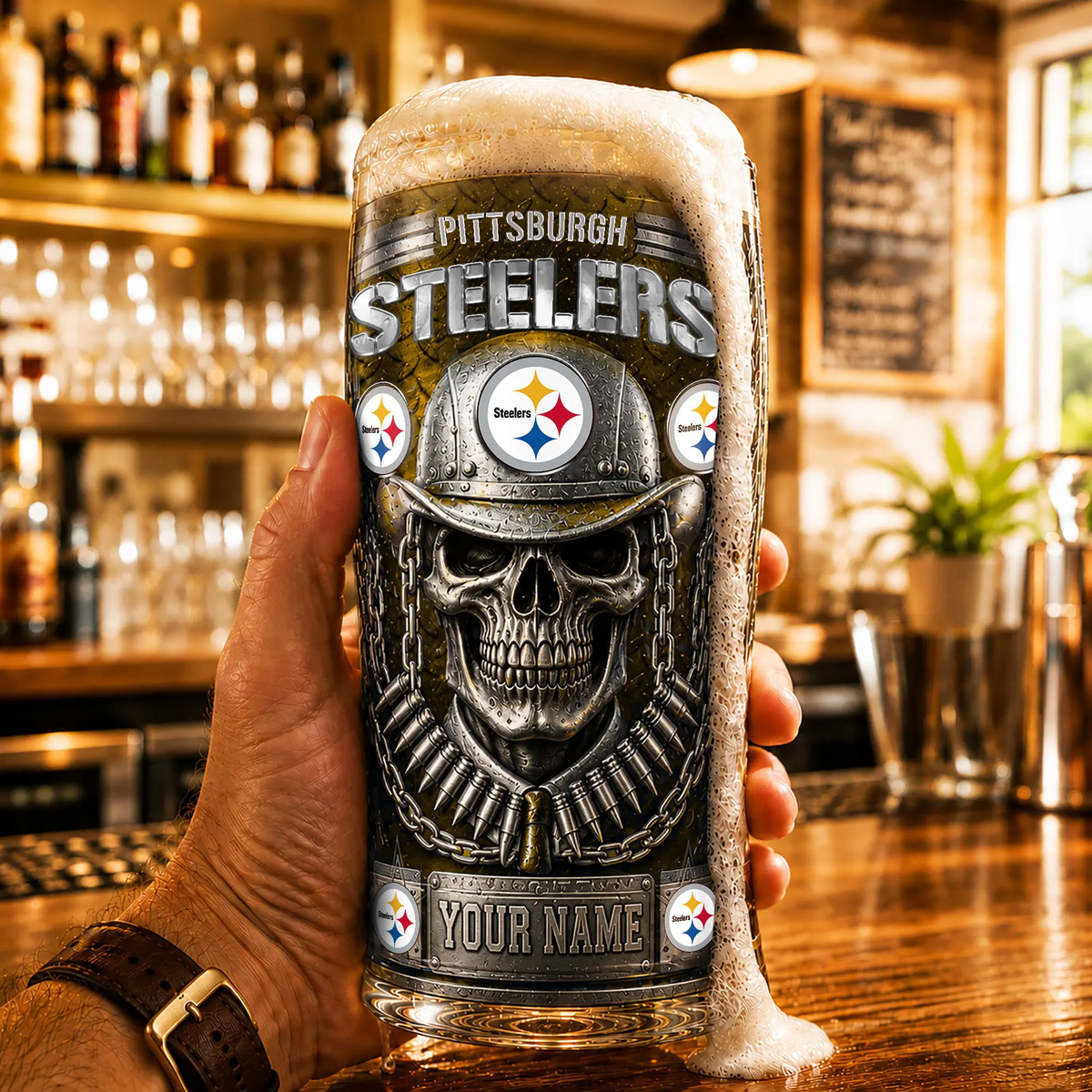 PREMIUM NFL X PS Beer Glass Custom Name Gifts For Fan NDT VHM 020626